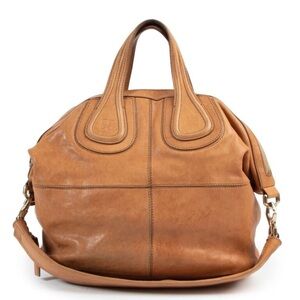 Givenchy Nightingale hobo satchel bag in camel leather with gold-tone hardware